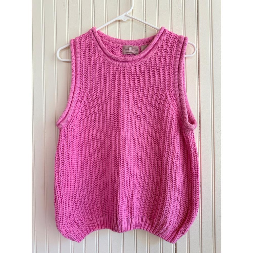 Vintage Pink Knit Sweater Vest | Chunky Cottagecore Preppy Sleeveless Top